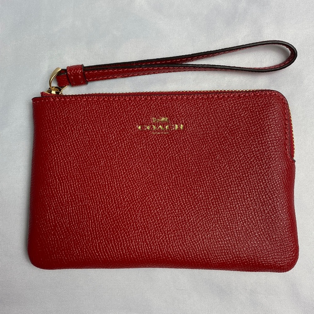 Coach Red Corner Zip Wristlet